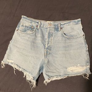 AGOLDE Riley High-Waist Cutoffs in Groove